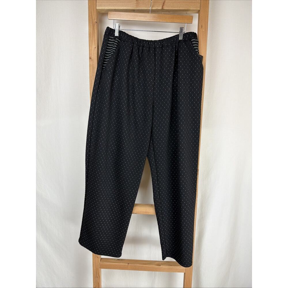NWT Sydney PSP110 Black White Polka Dots Wide Leg Pants XL #0748 USA
